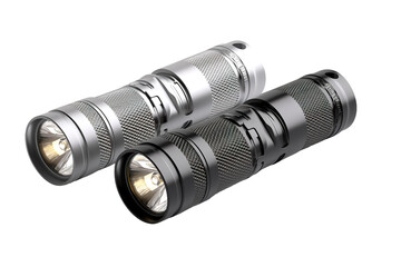 Illuminating Harmony: A Duet of Flashlights on White or PNG Transparent Background.