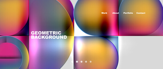 Circles and lines. Bright colorful geometry with glassmorphism effect. Vector Illustration For Wallpaper, Banner, Background, Card, Book Illustration, landing page