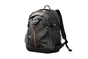 Naklejka premium The Midnight Voyager: A Black Backpack Adventure on White or PNG Transparent Background.