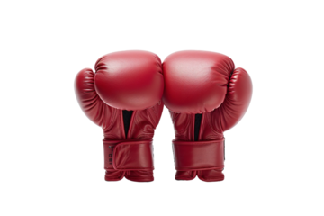 Fiery Fists: A Dynamic Duo of Crimson Boxing Gloves on White or PNG Transparent Background.