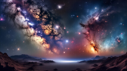 Fototapeta premium An overhead view of the mysterious cosmic galaxy.