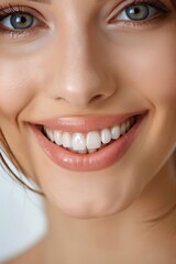 Fototapeta premium Close-up of a smiling woman with white teeth