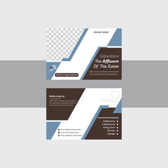 Double sided modern corporate business postcard design.