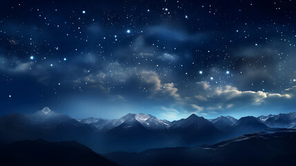 Fototapeta premium Digital dark blue sky nebula abstract graphic poster background