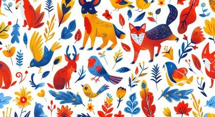 Obraz premium Bring your space to life with these adorable highres animal stickers, perfect for playful kids room decor.