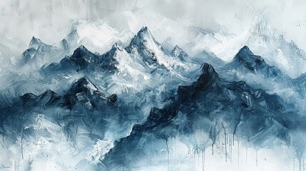 Experience the serene beauty of a mountain landscape painting, perfect for outdoor adventure decor.