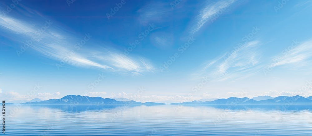 Aufkleber a serene scene with a clear blue sky mirrored in a calm blue ocean creating a captivating copy space