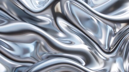 3D Render of Liquid Metal Wavy Background - Generative AI