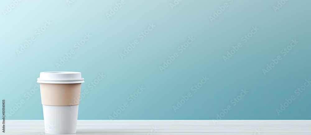Aufkleber office copy space image featuring a white table adorned with a paper coffee cup