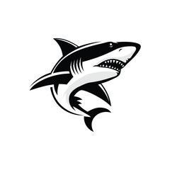 ferocious shark with fangs and open mouth vector