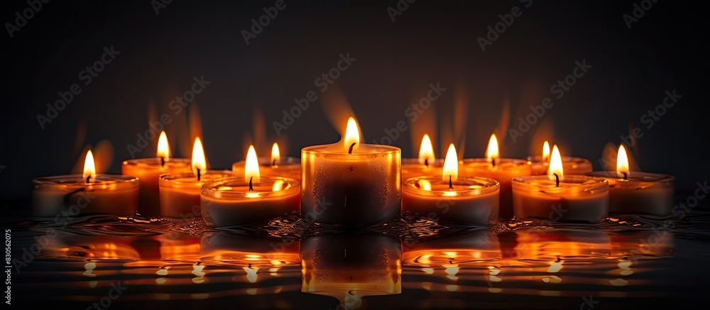 Aufkleber A mesmerizing image of burning candles in the dark their mesmerizing glow reflected in a mirror creating a captivating copy space image