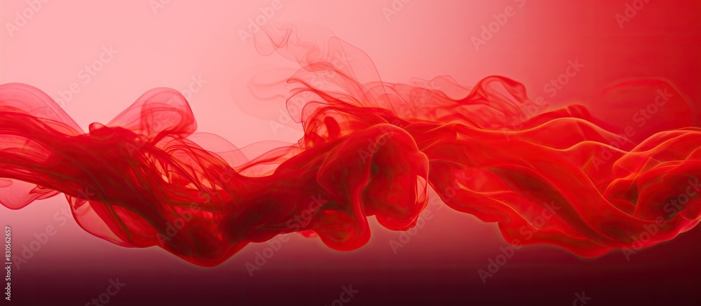 Poster red smoke in motion with ample empty space for copying in the image