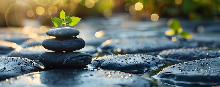 Wellness and Meditation Concept with Nature Elements for Health and Self Care