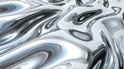 3D render of liquid metal wavy texture, Generative AI