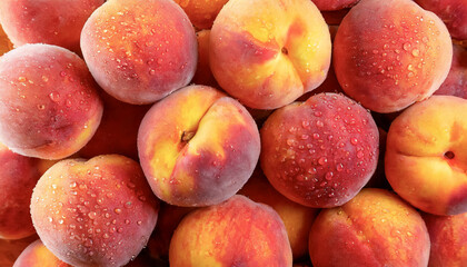 Images of large quantities of ripe peaches