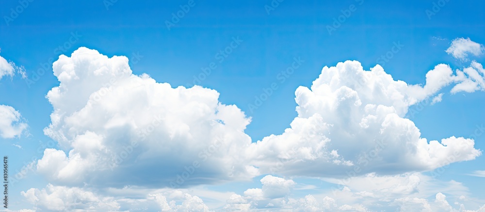 Aufkleber a warm sunny day with a clear blue sky and fluffy white clouds is captured in the copy space image