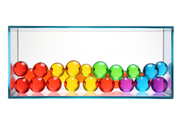 Vibrant Spheres Encased in Glass on White or PNG Transparent Background.