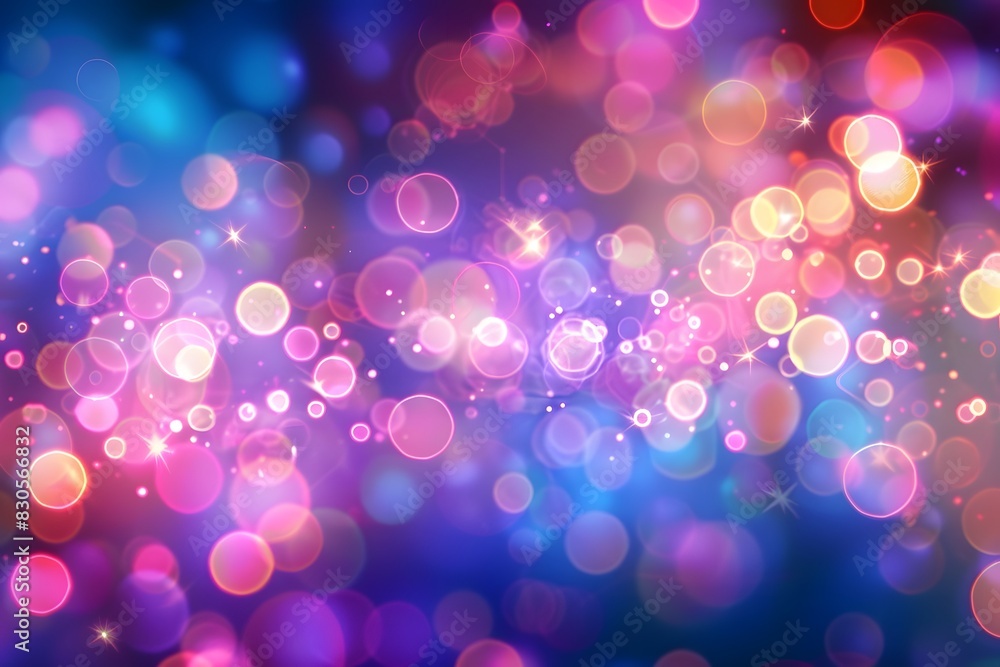 Poster illuminated bokeh background with a vibrant neon pattern.