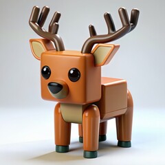 3D Render of a Cubist Deer Mascot, on isolated white background, Generative AI