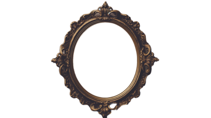 antique mirror frame, Antique oval round photo frame on transparent background