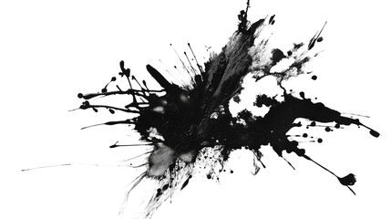 Naklejka premium ink splat ink, black splashes, Black and white grunge ink splat isolated on transparent background