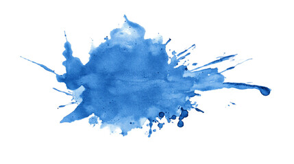 blue ink splashes, Blue grunge ink splat isolated on transparent background