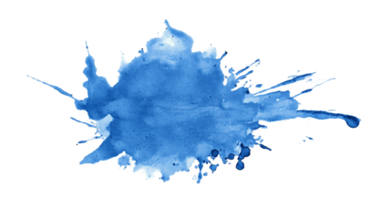 blue ink splashes, Blue grunge ink splat isolated on transparent background