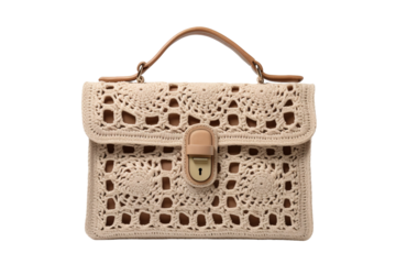Enchanted Locks: A Crocheted Purse Secured With Mystical Elegance on White or PNG Transparent Background.