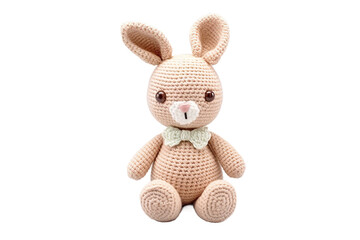 The Dapper Crocheted Bunny on White or PNG Transparent Background.