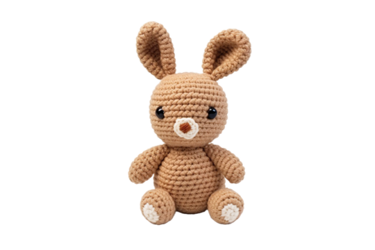 Whimsical Crocheted Creature in Repose on White or PNG Transparent Background.