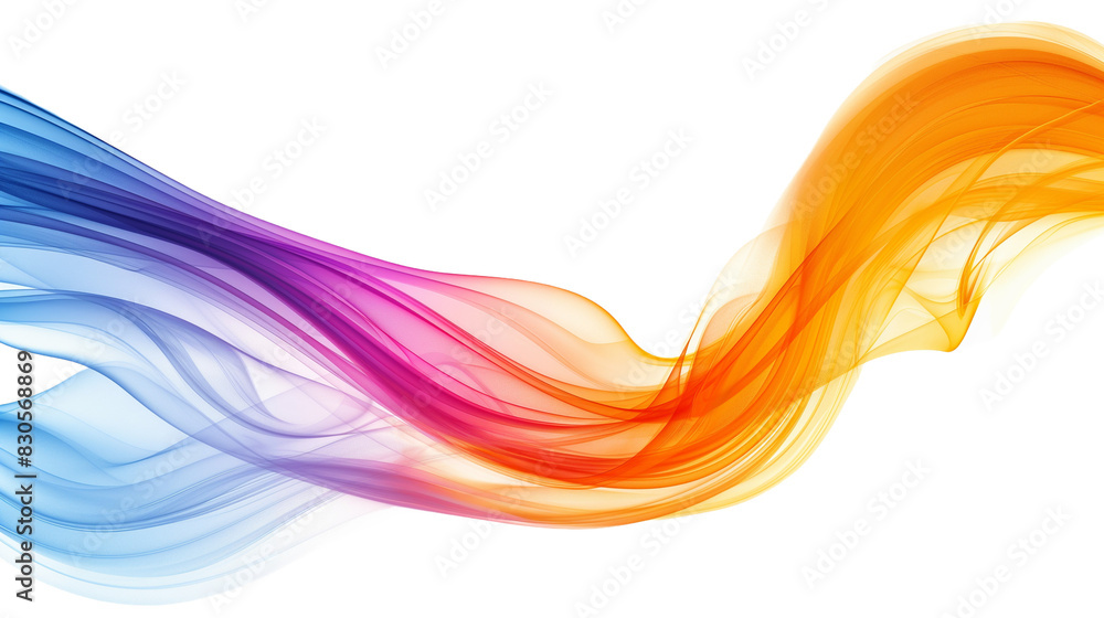 Wall mural abstract colorful smoke, Colorful Abstract beautiful wave isolated on transparent background