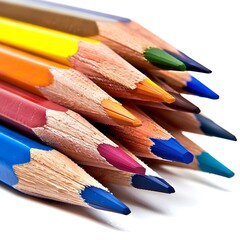 color pencils isolated against white background,