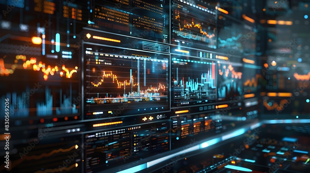 Aufkleber real time financial data dashboard with fluctuating market analytics for comprehensive investment in