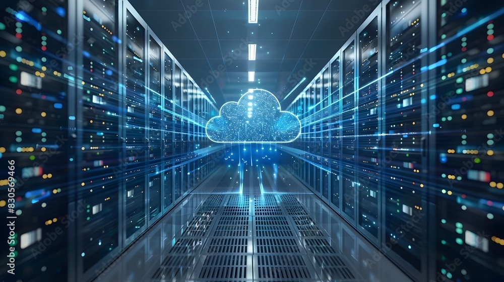 Aufkleber cloud computing and digital in modern data center powering global connectivity and future technology