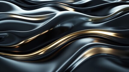 Obraz premium A tight shot of a metallic surface exhibiting wavy lines, with a golden stripe positioned at the bottom