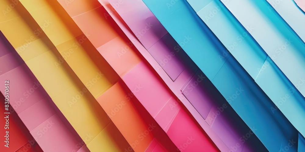 Aufkleber a colorful stack of paper with a rainbow pattern. the colors are bright and vibrant, creating a chee