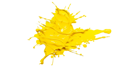 yellow paint splashes, Yellow grunge ink splat isolated on transparent background