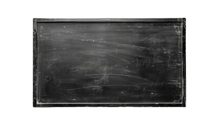 Fototapeta premium A black chalkboard. The chalkboard is dirty and has a worn look to it, isolated on transparent background