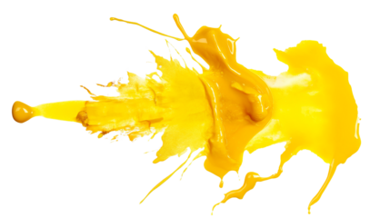 yellow paint splash, Yellow grunge ink splat isolated on transparent background