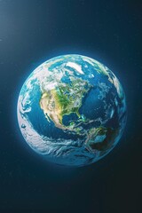 Obraz premium A close up of the Earth with the continents of North America and South America visible. The image has a serene and peaceful mood, as it captures the beauty of our planet from a unique perspective