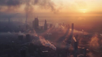 City Skyline Skyscraper with Air Pollution
