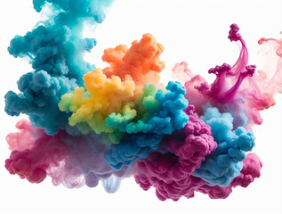 Obraz premium Colorful Ink Smoke in Rainbow Gradient on White Background