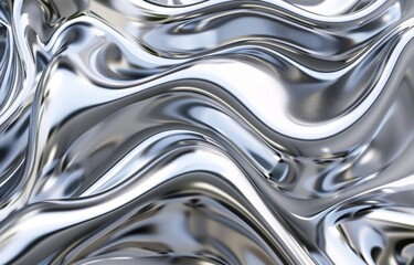 3D render of abstract liquid metal background, Generative AI