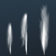 Vector realistic fountains, geysers isolated on transparent background.