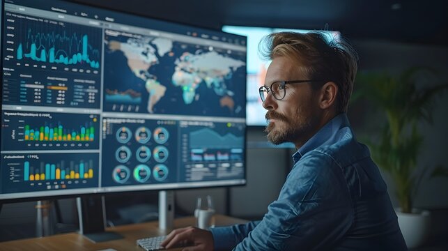 Seasoned Digital Strategist Analyzing Multi Screen Metrics for Impactful Campaign Planning