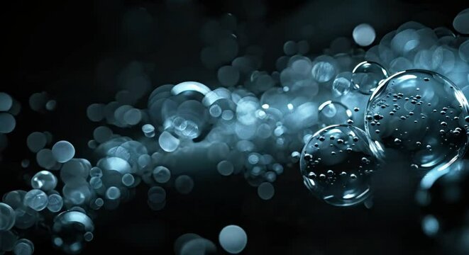 A dark-themed bubbles background with a simplistic feel, evoking a sense of mystery and tranquility.