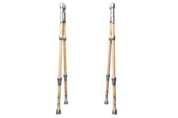 The Dancing Duo: A Pair of Wooden Walking Sticks on White or PNG Transparent Background.