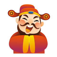 Wealth of God holds hands and bows to show blessing