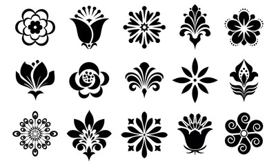 Flowers icon set. Flowers isolated on transparent background. Flowers in modern simple. Cute round flower plant nature collection. Vector illustrator