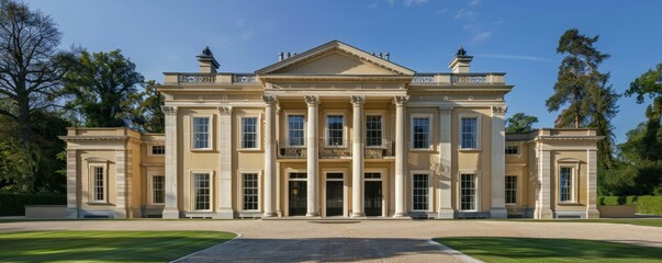 Obraz premium Regal Georgian-style Mansion with Symmetrical Design and Classical Details